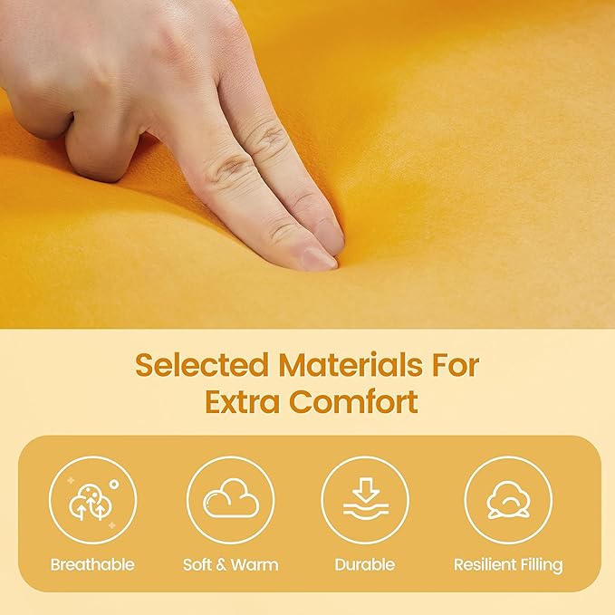 Yaheetech Yellow Chairs Set of 2, Accent Chair for Bedroom, Armchair for Living Room, Velvet Fabric Club Chair with Soft Padded Seat and Sturdy Legs for Bedroom Waiting Room, Yellow