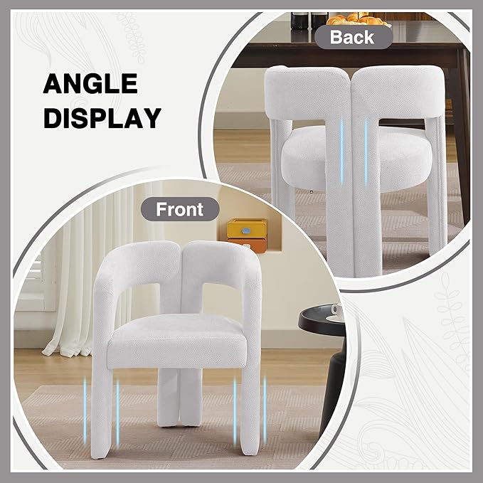 Modern Barrel Dining Chairs Set of 3, Upholstered Linen Dining Room Chair with Wooden Legs, Accent Chairs for Kitchen/Dining Room/Living Room, Grey