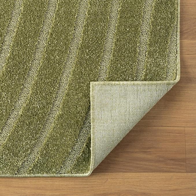LUXE WEAVERS Modern Geometric Wave Green 6x9 Area Rug, Contemporary Stain Resistant Carpet
