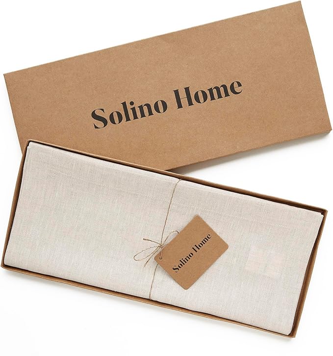 Solino Home Linen Table Runner 72 Inches Long - Athena, 100% Pure Linen Light Natural Table Runner 14 x 72 Inch for Dining, Fall, Autumn, Thanksgiving, Holiday