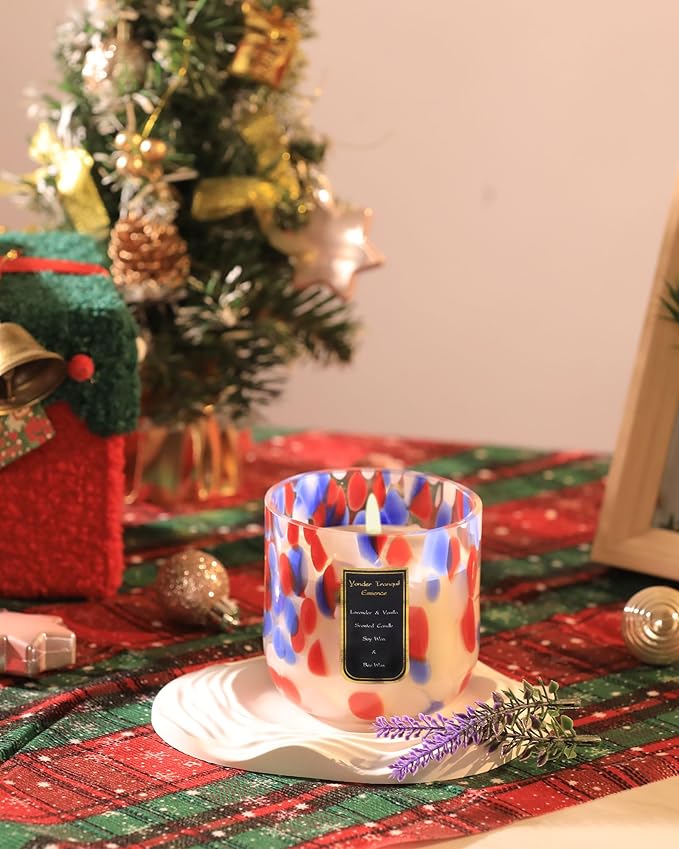 Scented Candles Set 4 Pack, Lavender & Vanilla Candles for Home Scented, 12 oz Soy Wax Jar Candles, 70 Hour Long Lasting, Aromatherapy Relaxing Candle for Women, Decorative, Holiday Christmas Gift