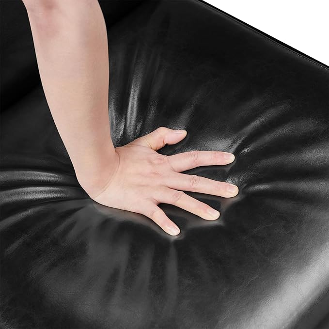 Yaheetech PU Leather Accent Chair, Mid-Century Modern Armchair with Solid Wood Legs, Reading Leisure Chair with High Back for Living Room Bedroom Waiting Room, 2 Pieces, Black