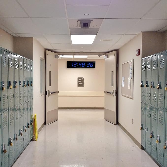 Ivation Huge Oversized 48" Large Digital LED Clock | Big Digital Clock w/Multi-Function Display – Stopwatch, Timer, Alarms, Temp & Date | 6 Brightness Levels, Time Memory & Remote (Blue)