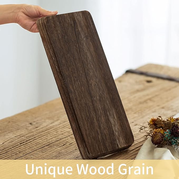 Romadedi Wooden Decorative Tray Candle Holder - Wood Long Narrow Tray Home Decor Small Rustic Centerpieces Trays for Coffee Table Dining Room Kitchen