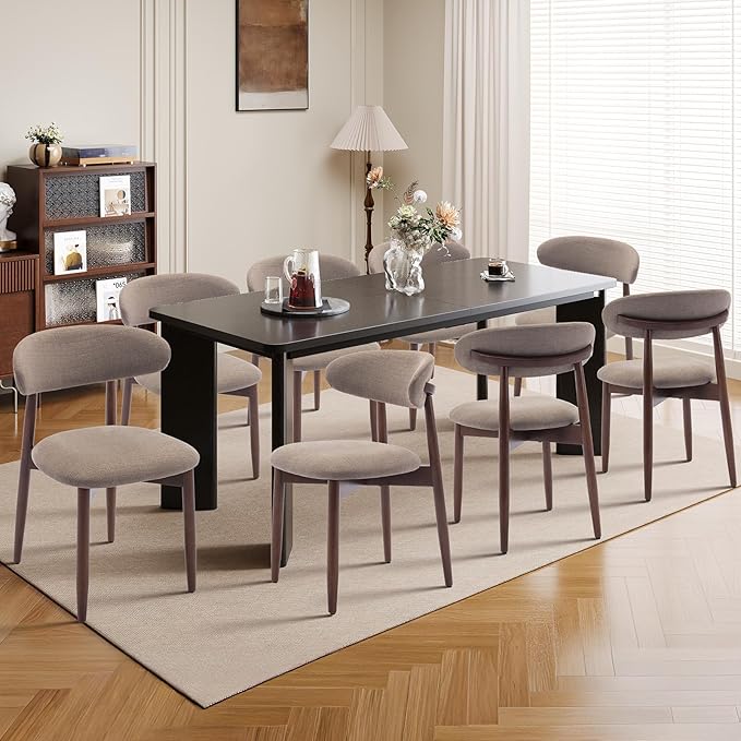 5-Piece Rectangular Dining Table Set for 4, 63" Industrial Kitchen Table with 4 Wooden Upholstered Dinner Chairs for Dining Room, Kitchen, Living Room, Black+Camel