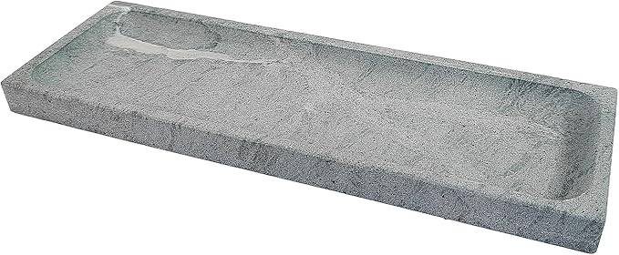 Green Marble Tray for Bathroom Countertop - Rectangular Natural Stone Organizer with Sandblasted Finish, Catchall Vanity Tray for Dresser, Entryway, Makeup & Jewelry | 10.6"x3.5"