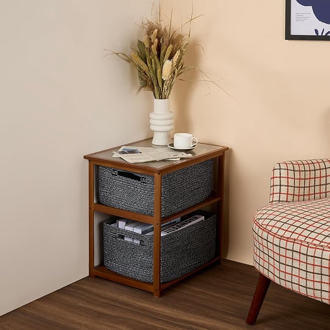 Large Storage Baskets for Organizing, Closet Shelf Baskets for Clothes Blanket Towels, Baby Nursery, Toy Bins Box, Woven Rope Baskets, 17 x 13 x 7.5”, 4 Packs Dark Gray