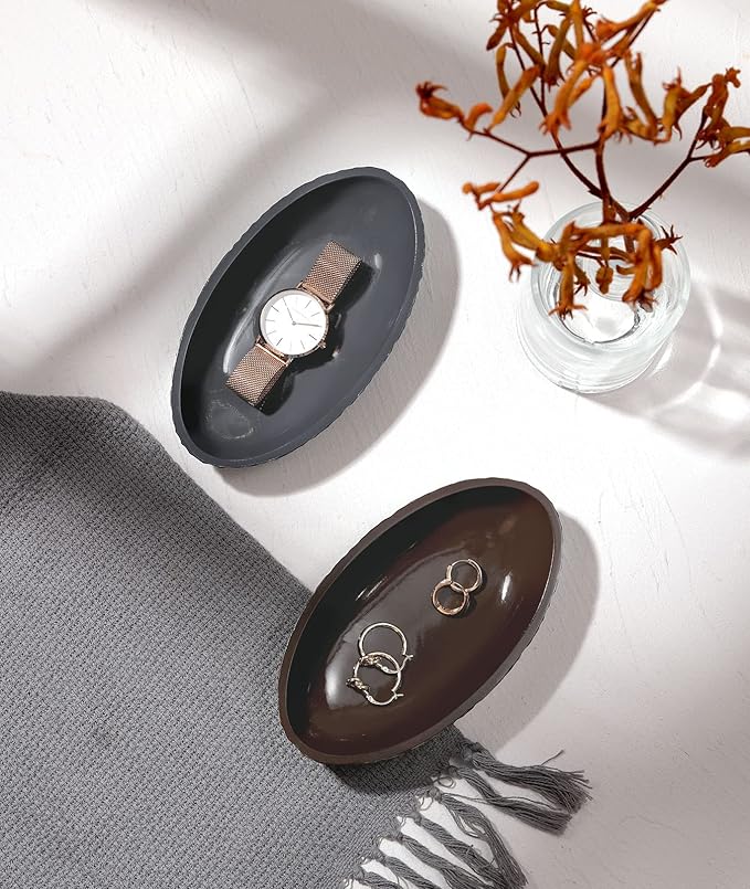 Jewelry Dish, Honeycomb Resin Ring Holder Jewelry Tray Key Bowl Decorative Trinket Dish for Vanity Entryway Table Home Decor, Gray