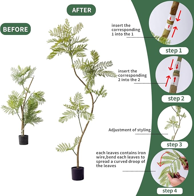 7.9FT Artificial Tree Fake Jacaranda Tree,Faux Tall Tree Lifelike Green Leaves Large Plants Indoor Fake Trees for Home Decor