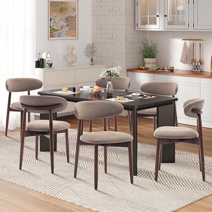 9-Piece Rectangular Dining Table Set for 8, 63" Industrial Kitchen Table with 8 Wooden Upholstered Dinner Chairs for Dining Room, Kitchen, Living Room, Black+Camel