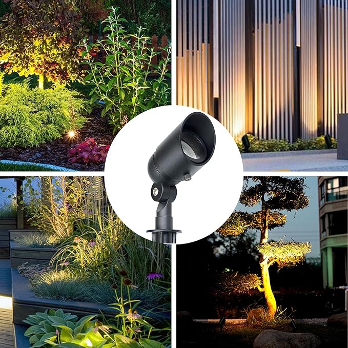 Lumina Lighting® 4W Landscape Lighting 12V Landscape Lights Low Voltage Landscape Spotlights Warm White Waterproof Outdoor Replaceable LED Bulb for Garden, Lawn, Porch, Patio and Yard (Black, 2-Pack)