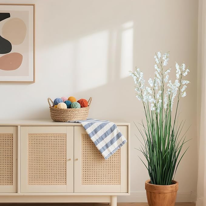 Green Onions Home Decor Fake Plants Lily of The Valley Snake Plant Home DéCor Accents Artificial Grass Room Decor Artificial Plants Indoor Artificial Grass 47“ (2PCS ) White