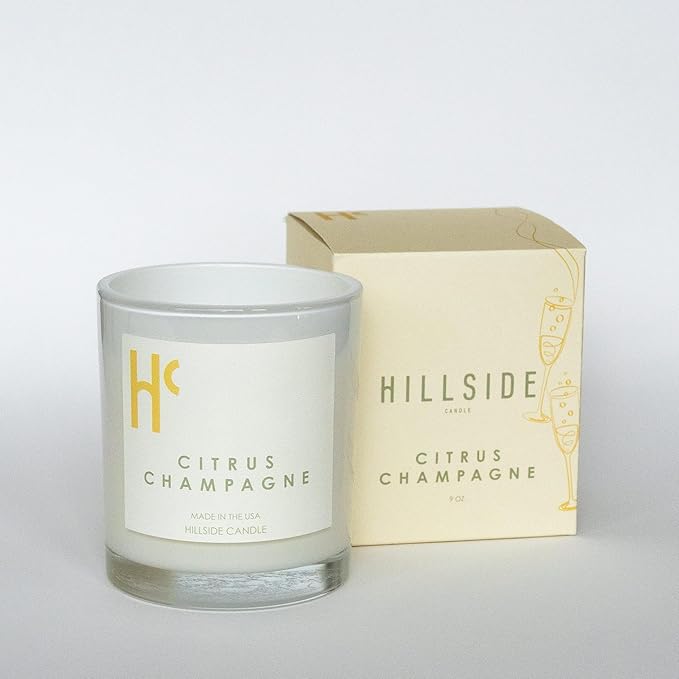 Citrus Champagne Single Wick Soy Candles, Luxury Scented Candles for Home - Up to 60 Hour Burn Time, Cruelty-Free Soy Wax Blend - Citrus Fragrance, Notes of Berries & Jasmine (9 oz)