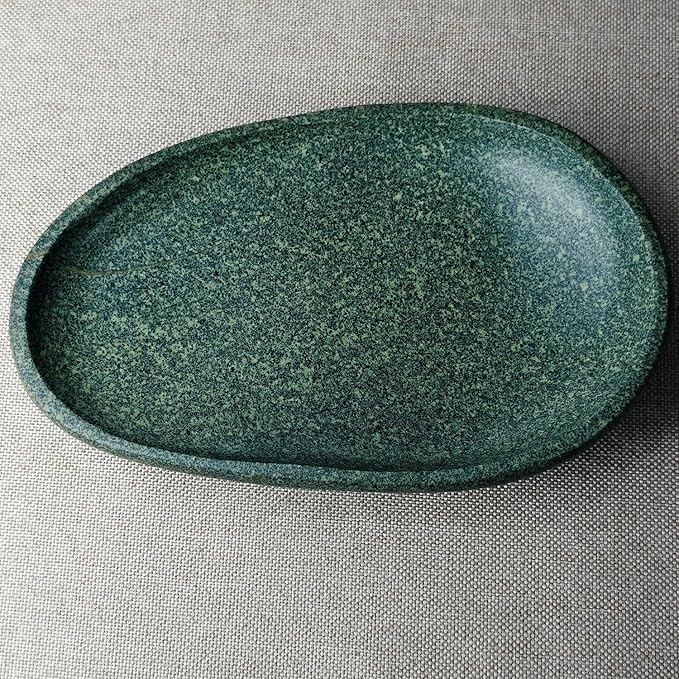 Handmade Decorative Bowl - Natural River Stone Pebble Artisan Crafted Serving Dish | 4-6 Inch Unique Decorative Tray for Home Centerpiece, Jewelry Holder (green)