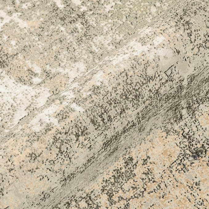 Machine Washable Runner Rug 2x8 Beige Gray Neutral Hallway Indoor Accent Modern Abstract Kitchen Low Pile Carpet Non Slip Distressed Throw Area Rug Living Room Bedroom Office Dining Room