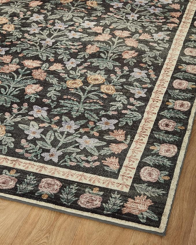 Loloi Rifle Paper Co. Eden Collection EDE-02 Mughal Garden Black 5'-0" x 7'-6" Area Rug