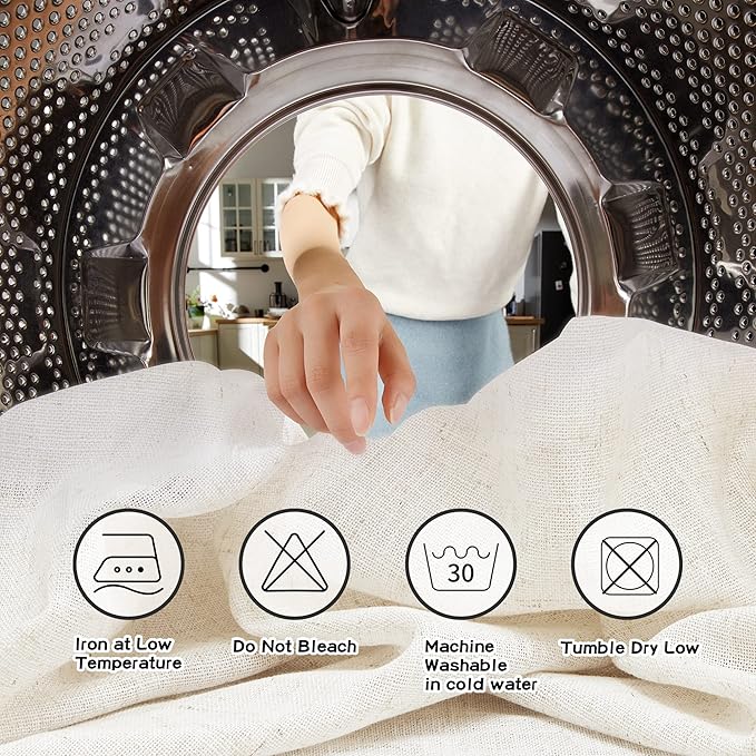 MYSKY HOME Living Room Curtains for Windows, Semi Sheer Linen Curtains Boho Room Decor Sliding Glass Patio Doorways Light Filtering Privacy Protect Soft Texture, 50" x 90", Linen, 2 Panels