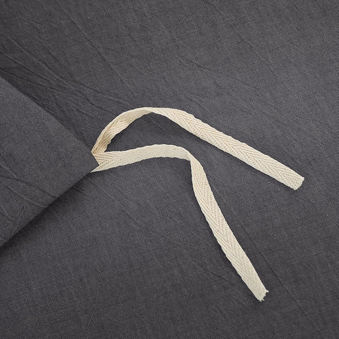 JIYUAN 100% Washed Cotton Duvet Cover Set 3 Pieces Full, 1 Duvet Cover 80x90 Inches (Comforter Not Included) and 2 Pillowcases,Linen Feel Bedding Set Comfy and Breathable, Heathered Dark Grey