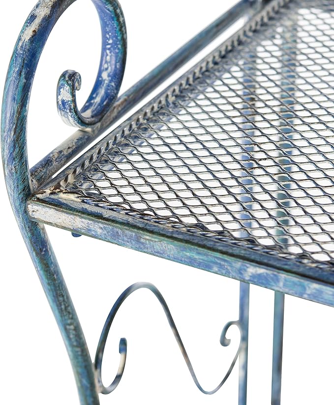 SAFAVIEH Outdoor Collection Torus Antique Blue 3-Tier Shelf (Fully Assembled)