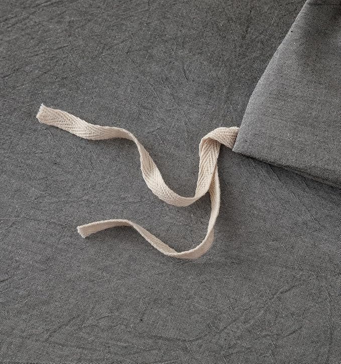 JIYUAN 100% Washed Cotton Duvet Cover Set 3 PCS Super King Plus, 1 Duvet Cover 120"x120" (Comforter Not Included) and 2 Pillowcases,Linen Feel Bedding Set Comfy and Breathable, Heathered Dark Grey