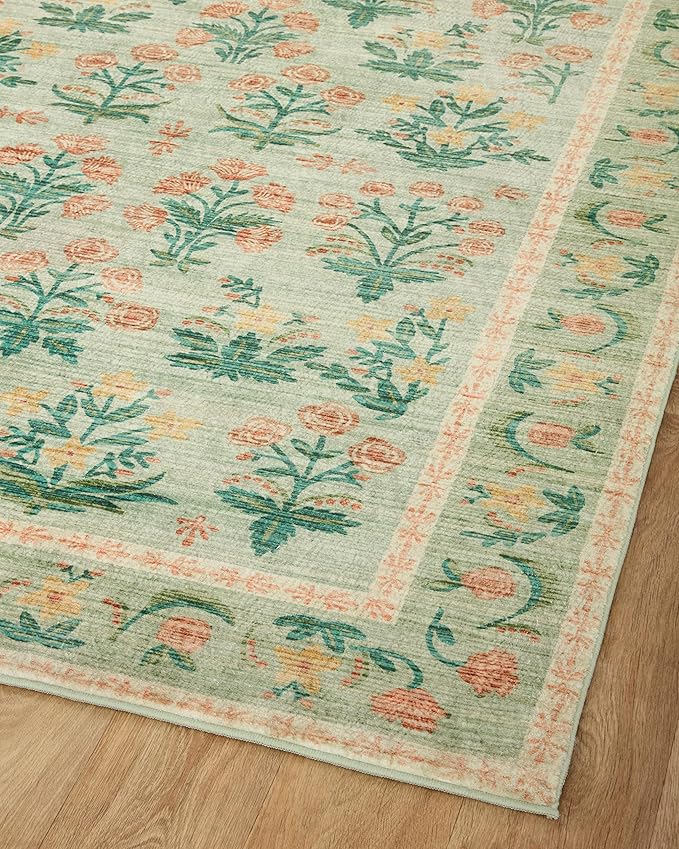 Loloi Rifle Paper Co. Eden Collection EDE-01 Mughal Rose Moss 2'-3" x 3'-9" Accent Rug