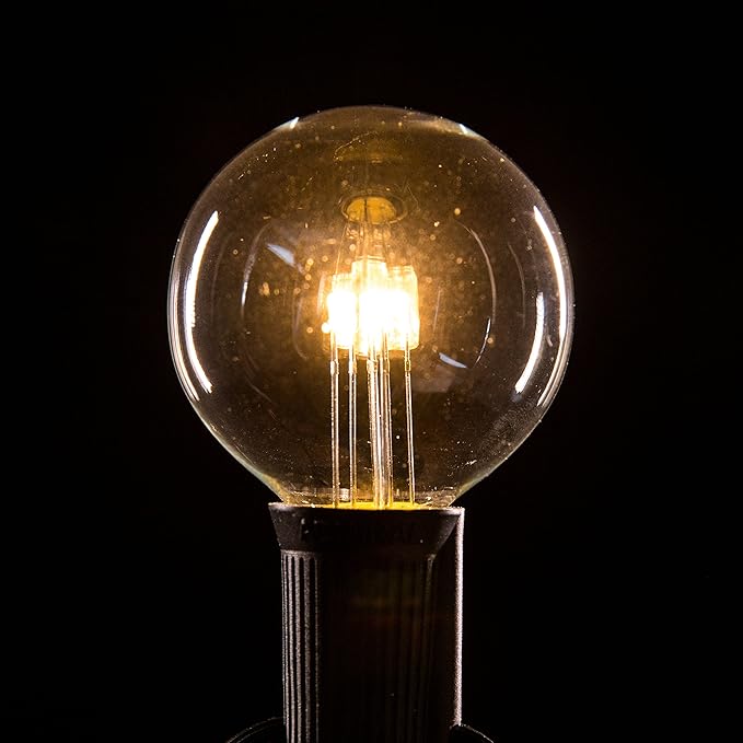 Hometown Evolution, Inc. 100 Foot G50 LED String Lights (LED G50 2 Inch 0.6 Watt Bulbs - Black Wire) for Patio, Bistro, Deck, Pergola, Party and Wedding Lighting