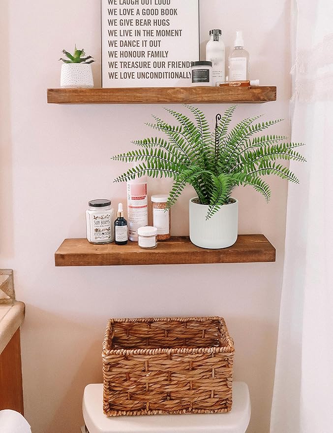 DILATATA Faux Plant Indoor in Ceramic Pot 16" Artificial Potted Boston Fern Fake House Plants for Desk Office Bathroom Garden Decoration