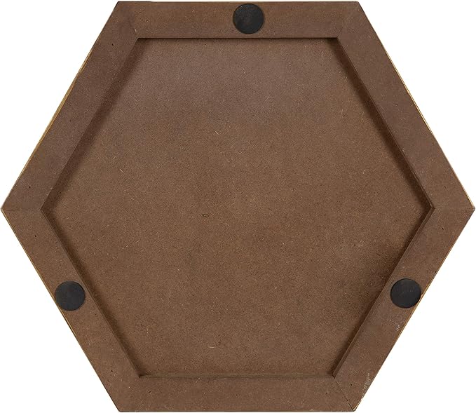 Kate and Laurel Sade Decorative Hexagon Tray with Handles, 16", Concrete Gray and Gold, Modern Tray for Ottoman, Centerpieces, Or Bathroom and Bedroom Decor