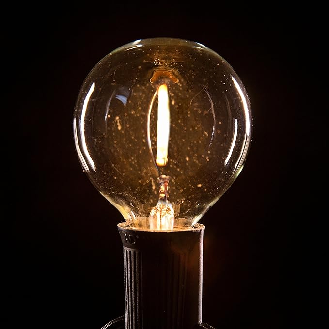 Hometown Evolution, Inc. 100 Foot G50 LED Filament String Lights with .6 Watt Clear Bulbs and Black Wire