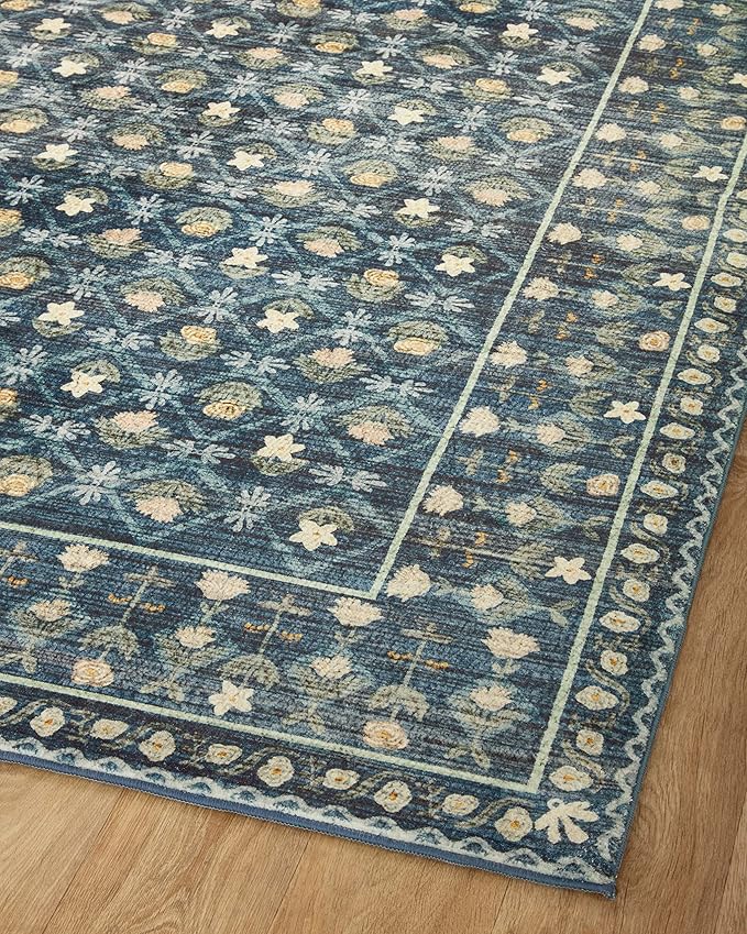 Loloi Rifle Paper Co. Eden Collection EDE-03 Lattice Indigo 2'-6" x 11'-6" Runner Rug