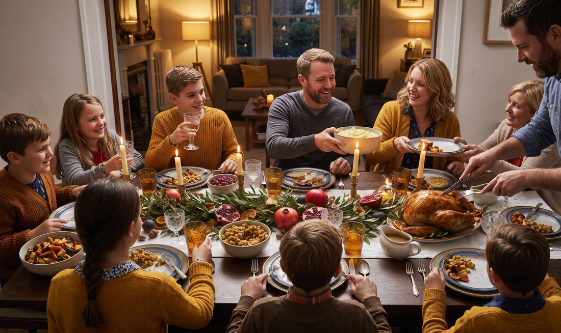 Greek-Inspired Thanksgiving Table: Blue, White & Olive