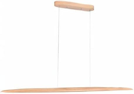 39" 24W Wood LED Linear Pendant Light Fixture Led Dining Room Light Dimmable Hanging Light Fixture for Dining Room Kitchen Island Pool Table Lights Natural Wood Color