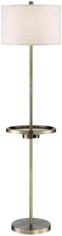 Lite Source Brass 62" Outlet and USB Floor Lamp with Tray Table