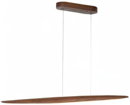 Wood Linear Pendant Hanging Light Fixture Minimalist Light Linear Chandelier Wood Kitchen Island Lighting 40w Dimmable for Dining Room Dining Table Living Room Pool Table Walnut Color