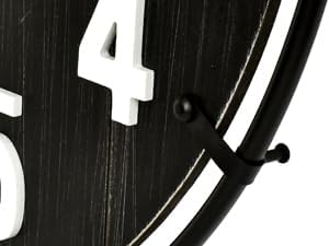 Farmhouse Black 24 Inch Wooden Large Wall Clock, Silent Non-Ticking Quartz Movement, Battery Operated Modern Rustic Clock for Living Room, Kitchen, Office, Home Decor