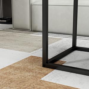 Nesting Table Set of 3 Side Tables, Modern Coffee Table Stacking End Table with Metal Frame (A-Square, Grey)