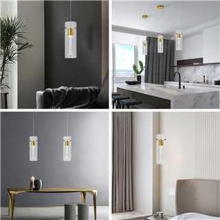 Modern Pendant Lights Kitchen Island (3-Pack) Pendant Ceiling Light Fixture for Kitchen Island, Gold Pendant Light Integrated LED Hanging Light with Crystal Bubble Glass Pendant Light