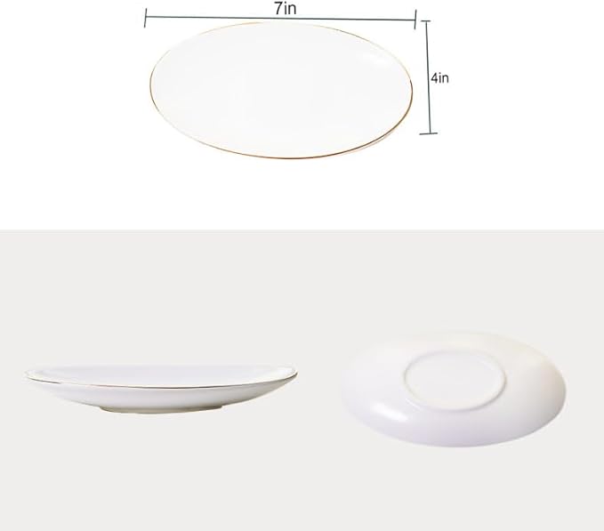 HANKOR Ceramic Key Bowl for Entryway Table, 7 x 4 Key Dish Tray Catch All Bowl, Small Decorative Bowl for Key Jewelry Ring, White