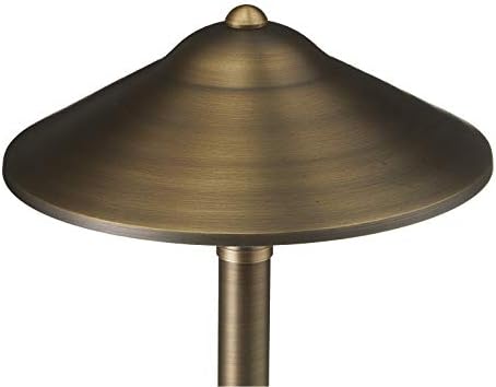VOLT Max Spread 12V Solid Brass Mini Path Light (15" Tall, 9" Shade) for Low Voltage Landscape Lighting on Outdoor Pathway, Walkway, Garden, Driveway or Patio