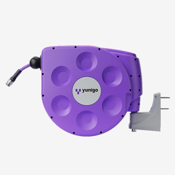 UNITY Wall-Mounted Retractable Hose Reel, 70ft, Slow Rewind, Complete System with Spray Nozzle, 180° Pivoting Mount, Fully Preassembled Compact System for Clean, Easy Watering