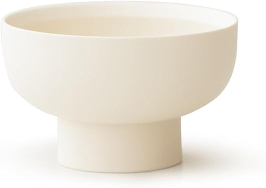 High-foot Fruit Bowl, Ceramic Pedestal Decorative Bowl, Round Bowl for Salad, H3.8" × W6.7" Small Size, 27oz, Matte Crème