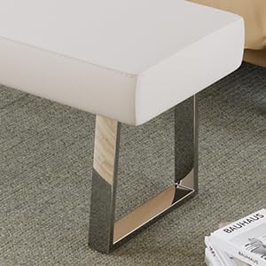 ZckyCine Modern Mid-Century Style 4-Piece Dining Table Set Rectangular Wooden Table 2 Soft Cushioned Leather Chairs 1 Bench, Suitable for 4-Person Dining