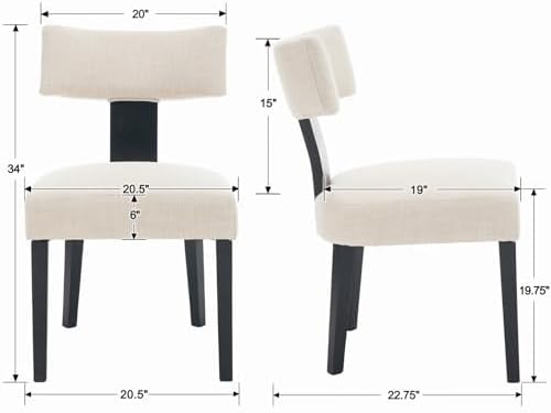 Wooden Dining Table Set of 4, Farmhouse Rectangular Dining Room Table with 4 Upholstered Beige Dining Room Chairs, Black Frame, Modern Black Kitchen Table and Linen Chairs Set for Home