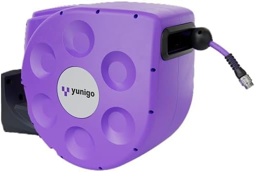 UNITY Wall-Mounted Retractable Hose Reel, 100ft, Slow Rewind, Complete System with Spray Nozzle, 180° Pivoting Mount, Fully Preassembled Compact System for Clean, Easy Watering