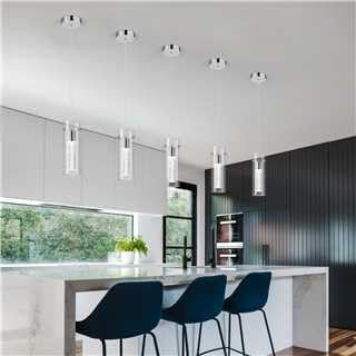 Pendant Ceiling Light Fixture for Kitchen Island, Chrome Pendant Light Integrated LED Hanging Light with Crystal Bubble Glass Pendant Light Modern Pendant Lights Kitchen Island (3-Pack)