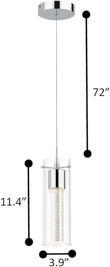 Alice 1-Light Pendant Ceiling Light Fixture, Integrated Led and Premium Bubble Glass, for Kitchen Island, Hallway, Entryway, Passway, Dining Room, Bedroom, Balcony Living Room
