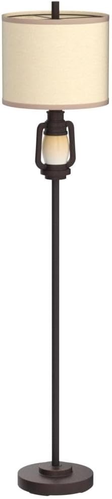 Floor Lamp for Living Room Vintage Standing Lamp with Linen Fabric Hardback Shade Industrial Tall Lamp With Night Light Decor for Living Room, Bedroom,Study, Home Office (Bulb Included)