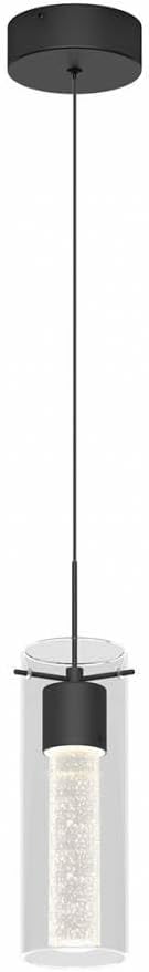 Alice 1-Light Pendant Ceiling Light Fixture, Integrated Led and Premium Bubble Glass, for Kitchen Island, Hallway, Entryway, Passway, Dining Room, Bedroom, Balcony Living Room (Black)