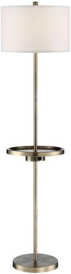 Lite Source Brass 62" Outlet and USB Floor Lamp with Tray Table
