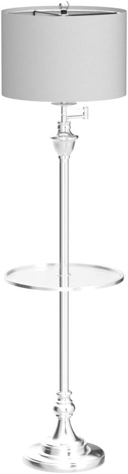 JONATHAN Y JYL3055B Cora 60" Metal/Glass LED Side Table and Floor Lamp Contemporary,Transitional for Bedrooms, Living Room, Office, Reading, Chrome